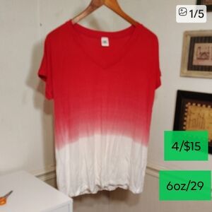 Sew In Love Scarlet and Ivory Ombre V-Neck Tee